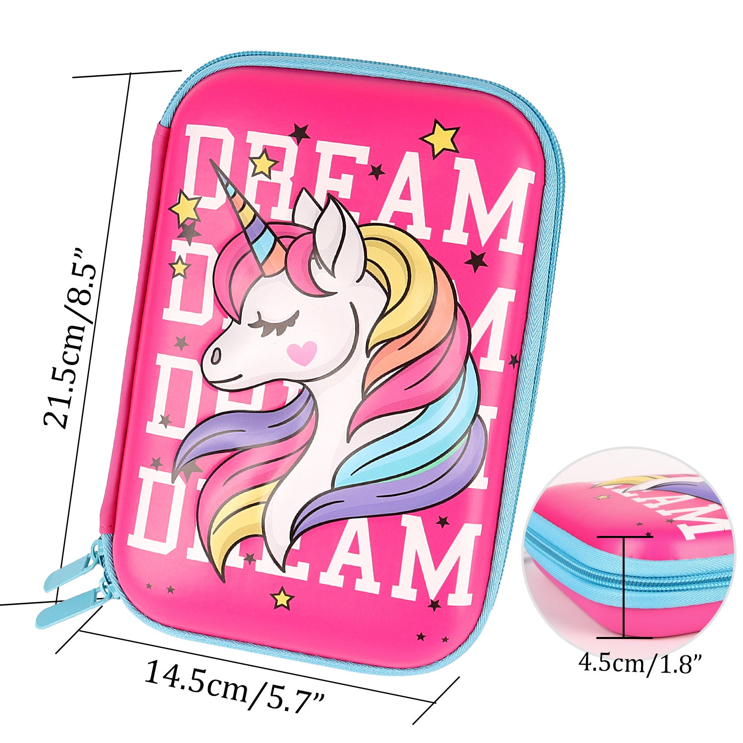 Unicorn Pencil Case Cute Hardtop Pencil Box For Girls