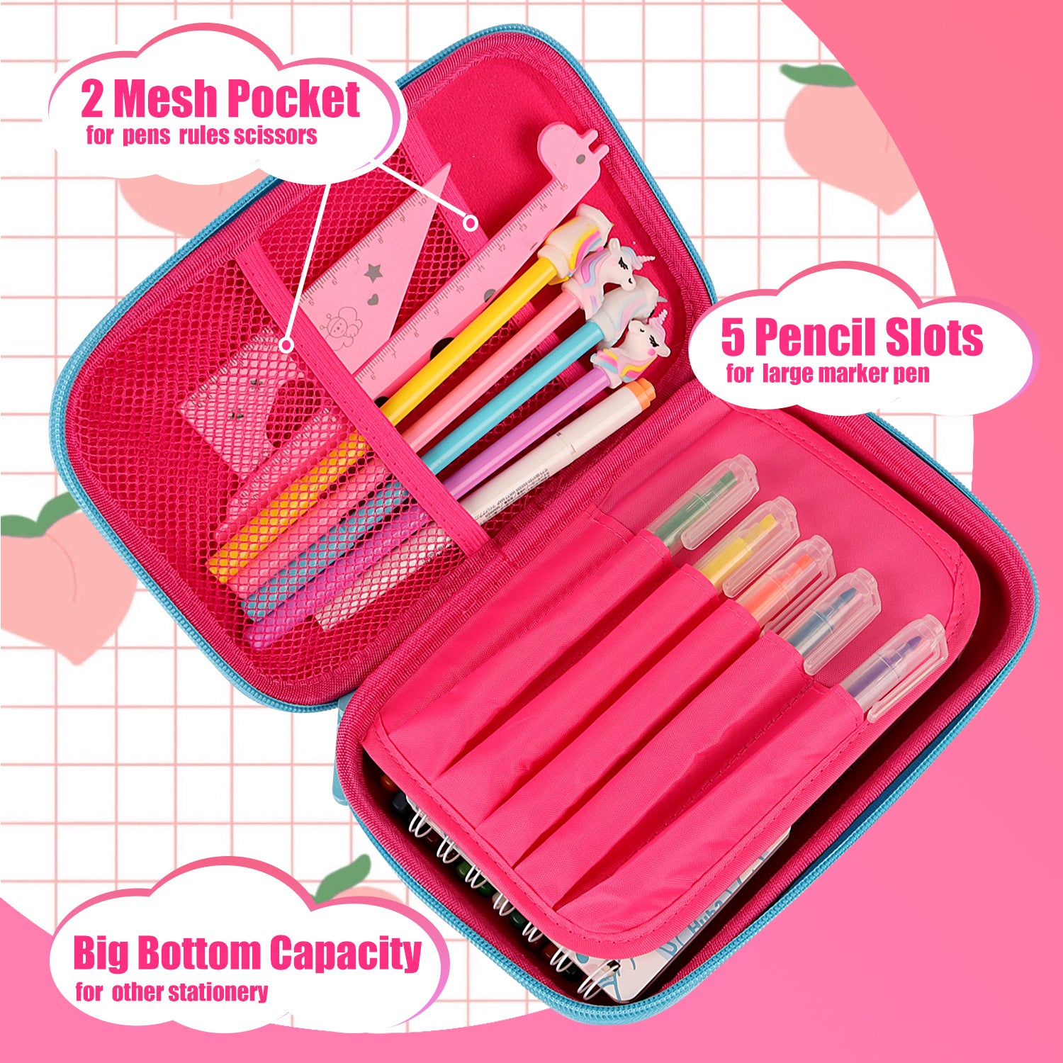 Unicorn Pencil Case Cute Hardtop Pencil Box For Girls